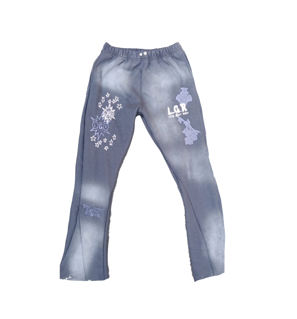 LGR Blue Sun Faded “Bles-Sins” zipper Sweatsuit Set
