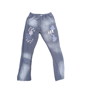 LGR Blue Sun Faded “Bles-Sins” zipper Sweatsuit Set