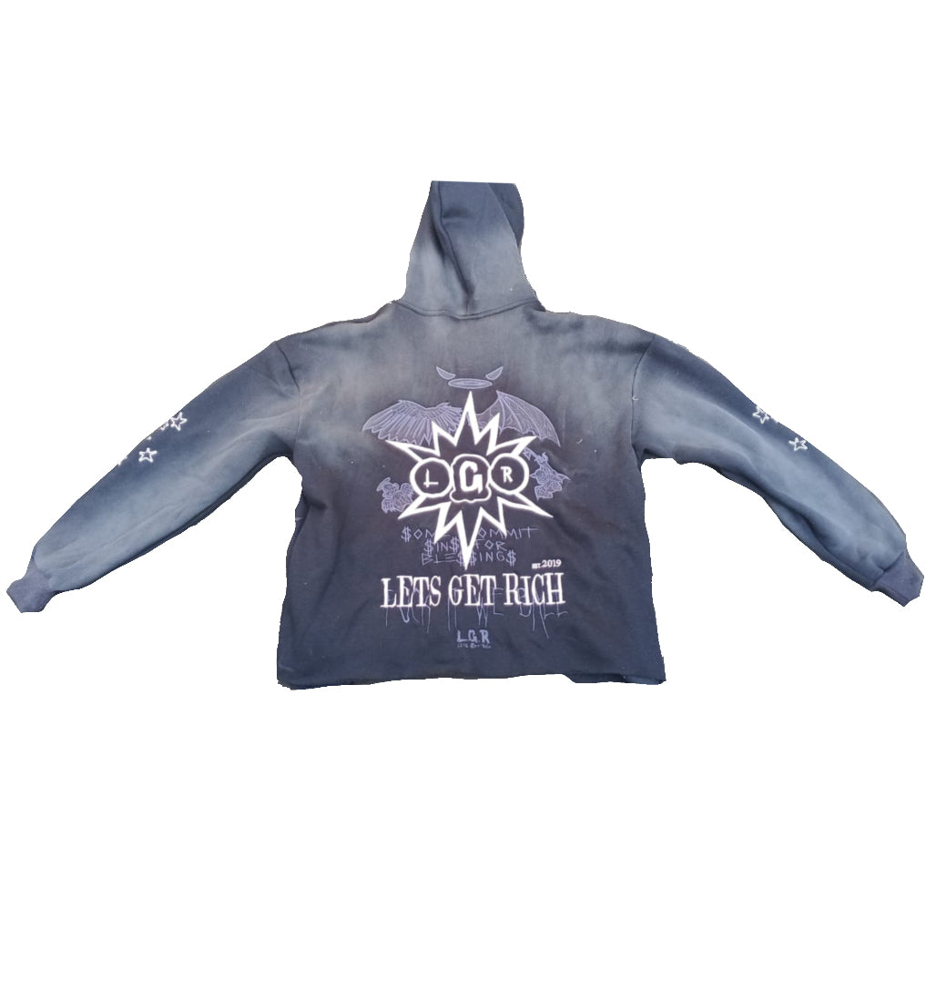 LGR Blue Sun Faded “Bles-Sins” zipper Sweatsuit Set