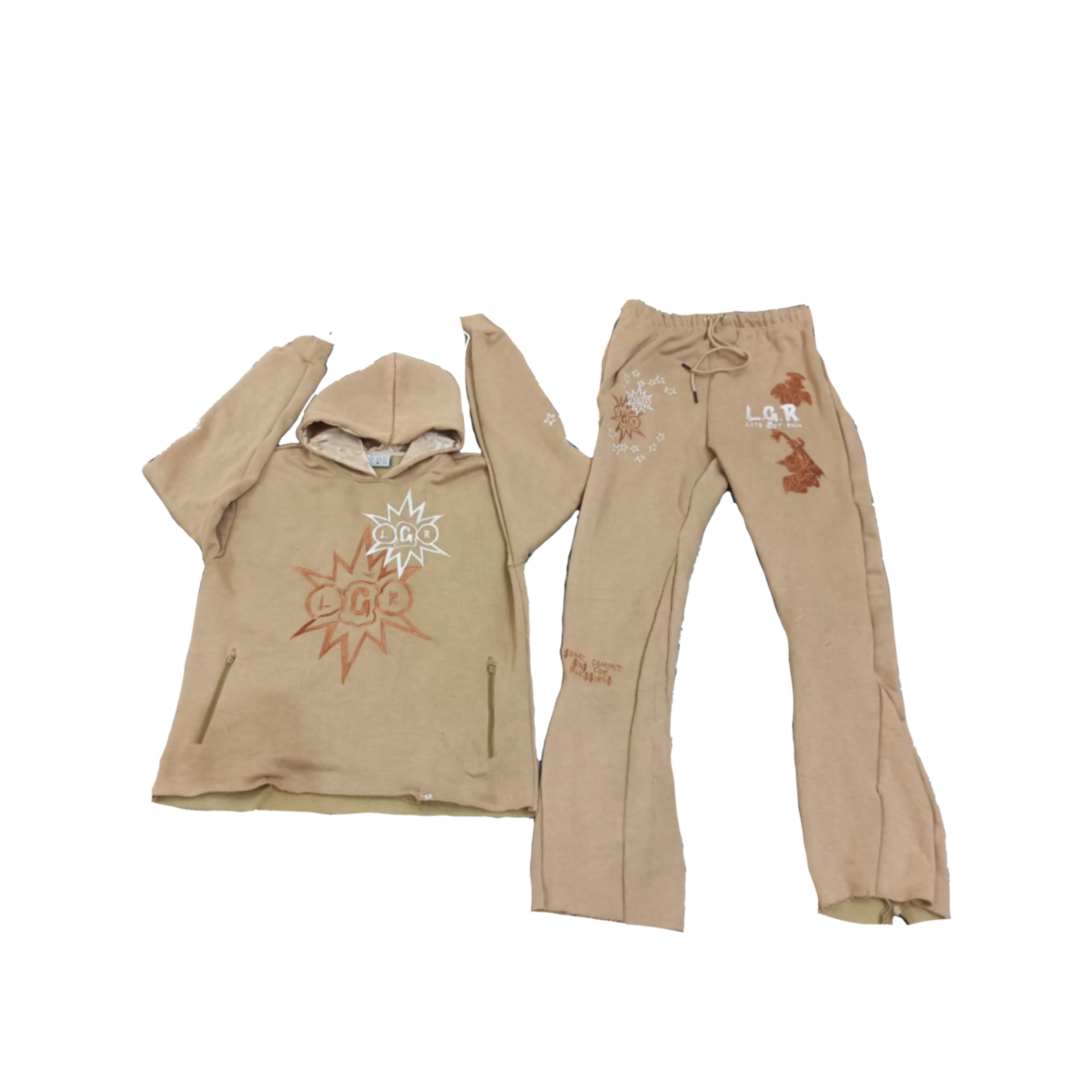 LGR Tan “Bles-Sins” Sweatsuit Set